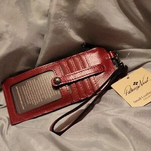 Patricia Nash Alanna Berry Red Leather Wristlet credit Card Holder with Strap Ha